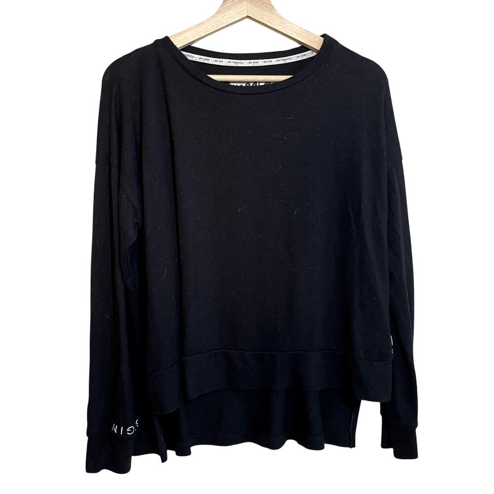 Peace Love World pullover black sweater women's size S rayon blend casual top